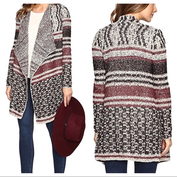 Lucky Brand Sweaters - Lucky Brand Mixed Stripe Wool Cardigan Sweater S